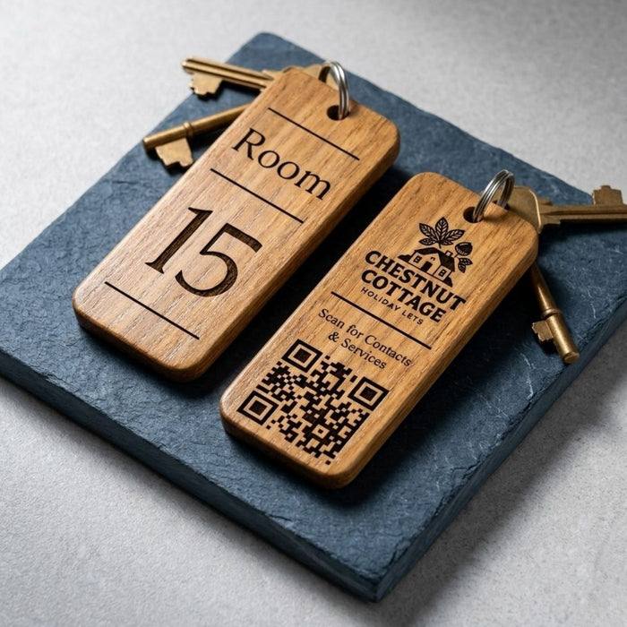 Personalised QR Code Keyring I Custom Wooden Scanable Website Keyring I Engraved Business QR Code Keychain