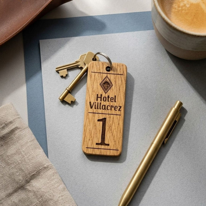 Personalised QR Code Wooden Keyring, Hotel QR Code Keyring, Custom Holiday Let Key Fob, Airbnb Guest Keyring, Engraved Business Keychain