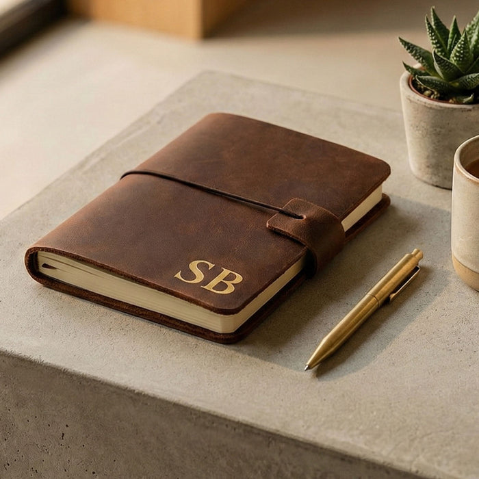 3rd Anniversary Leather Journal I Personalised Monogram Gift Idea