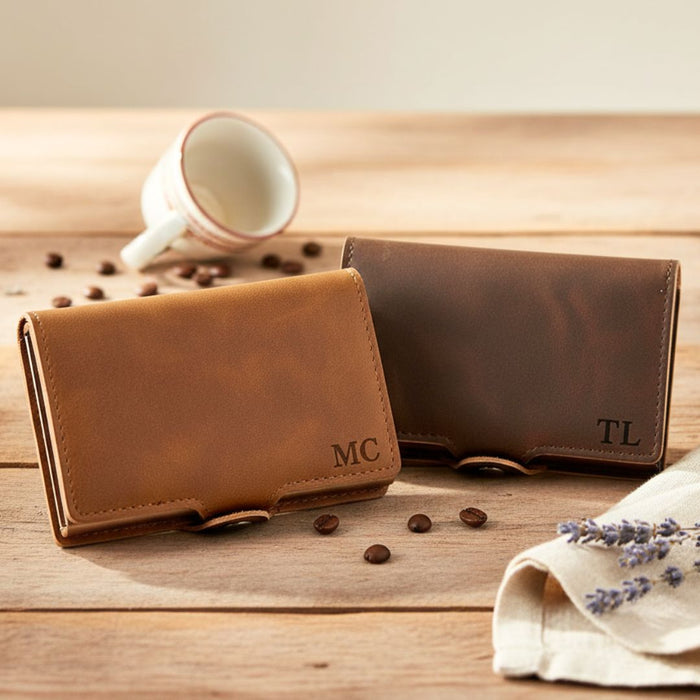 Personalised Slim Men’s Wallet with RFID Blocking, Pop-Up Card Holder & Money Clip