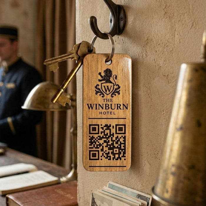 Personalised Social Media QR Code Keyring I Promotional Website Keyring I Wooden Business QR Code Keychain