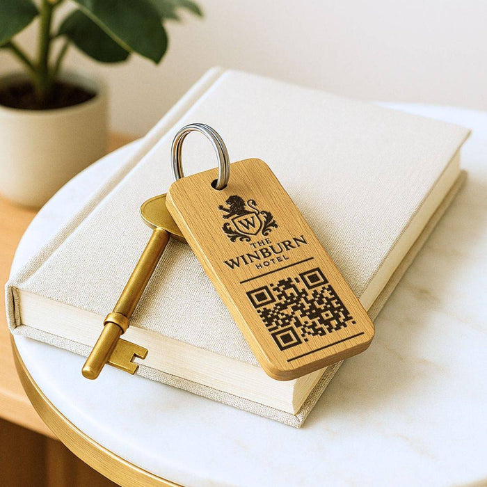 Personalised Social Media QR Code Keyring I Promotional Website Keyring I Wooden Business QR Code Keychain