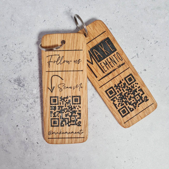 Personalised Social Media QR Code Keyring I Wooden Scanable Website Keyring I Business QR Code Keychain