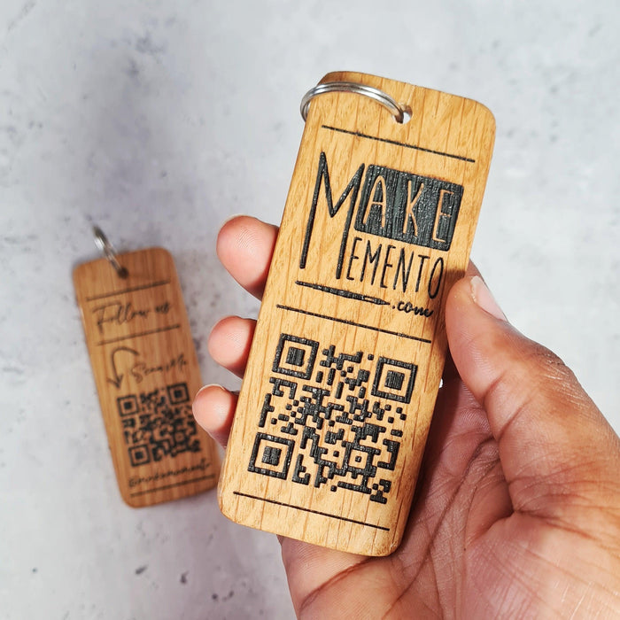 Personalised Social Media QR Code Keyring I Wooden Scanable Website Keyring I Business QR Code Keychain
