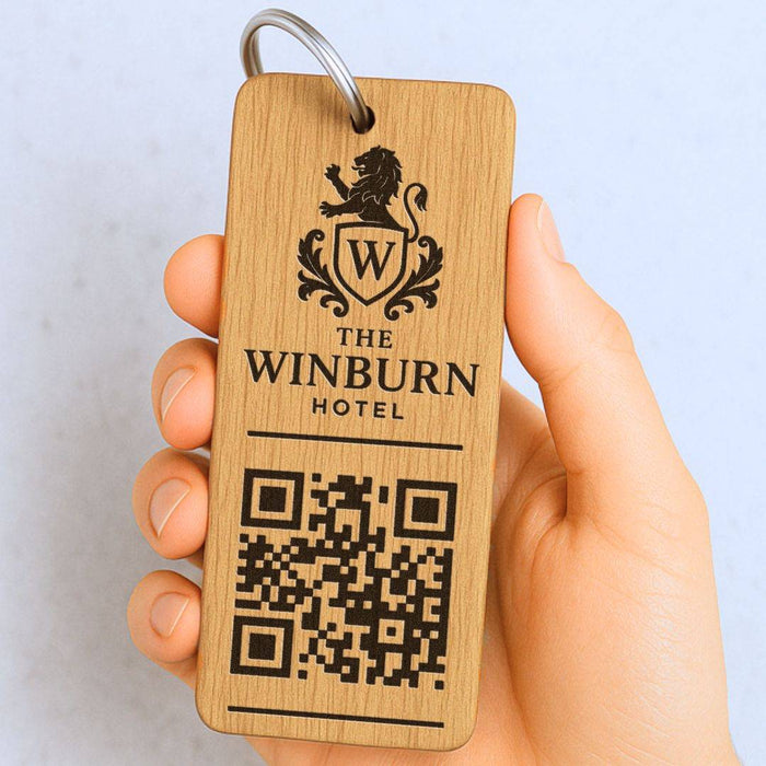 Personalised Social Media QR Code Keyring I Wooden Scanable Website Keyring I Business QR Code Keychain