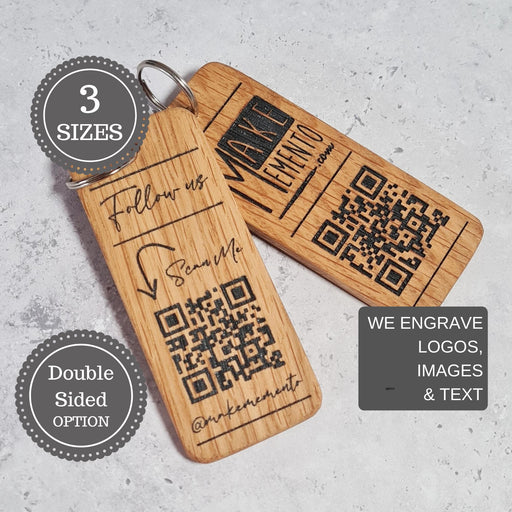 Personalised Social Media QR Code Keyring I Wooden Scanable Website Keyring I Business QR Code Keychain