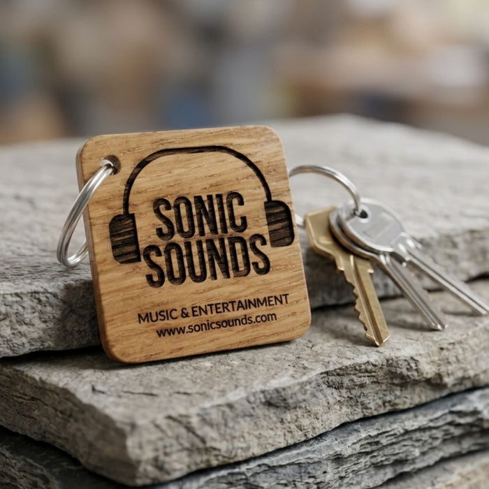 Personalised Square Logo Keyring
