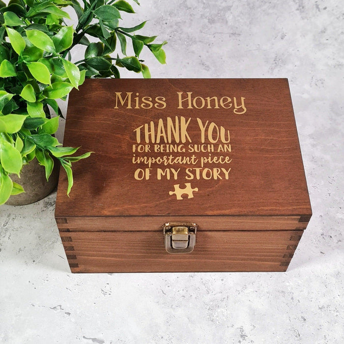 Personalised Teacher Thank you Keepsake Box Gift I End of Year Teacher Appreciation Present