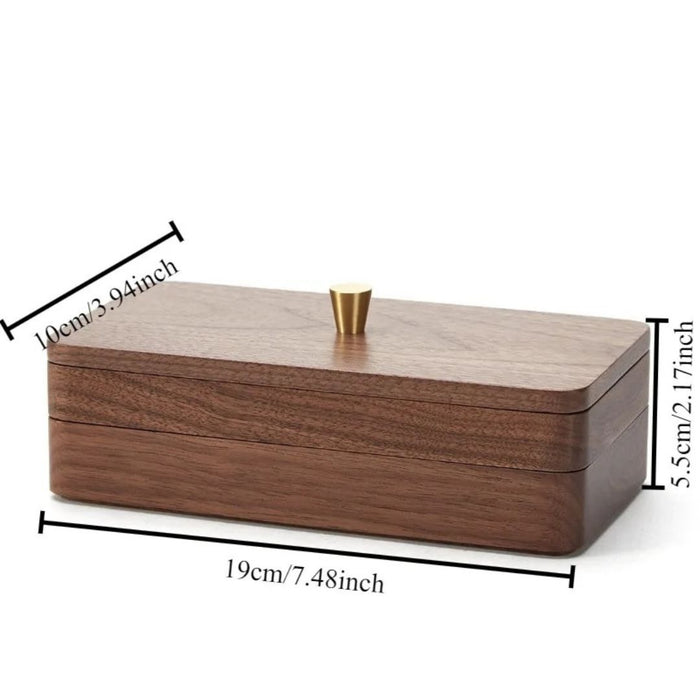 Personalised Walnut Wood Jewellery Box – Double Layer Storage