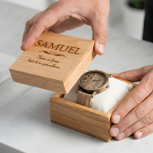 Personalised 5th Anniversary Watch Box I Wooden Wedding Gift For Him