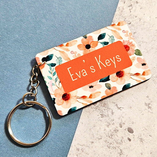 Personalised Wooden Keyring with Floral Design