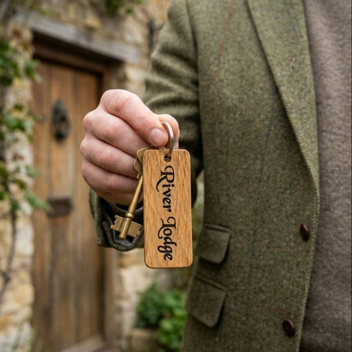 Personalised Wooden Keyrings for Airbnb Hosts | Add Guest Info, Host Contact & QR Codes