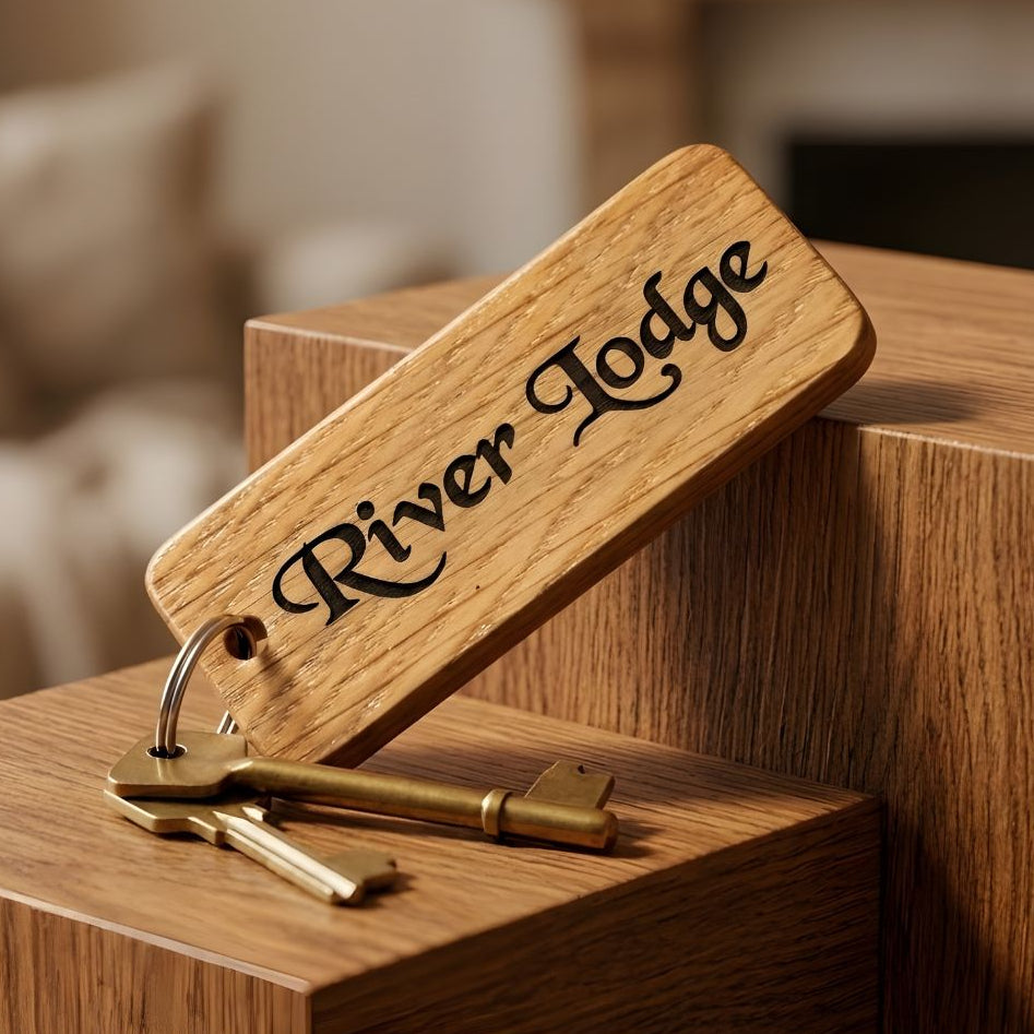Personalised Wooden Keyrings for Airbnb Hosts | Add Guest Info, Host Contact & QR Codes