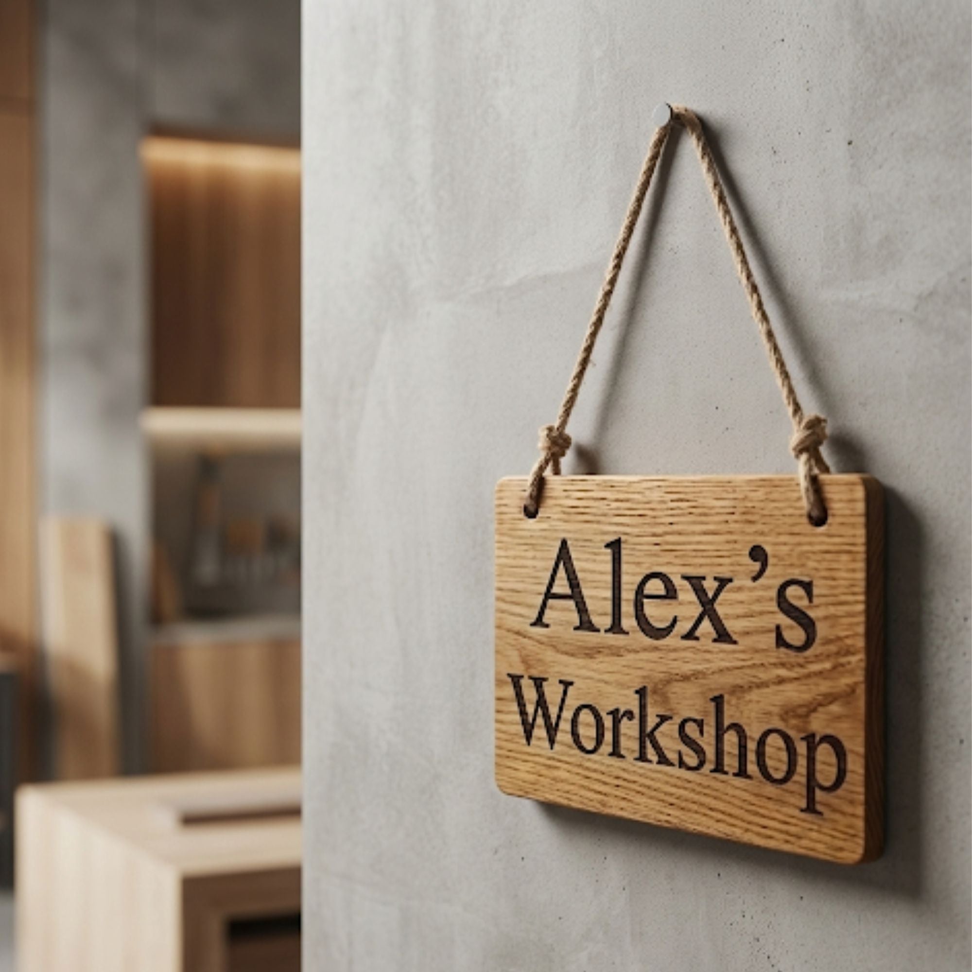 Personalised oak wood office sign