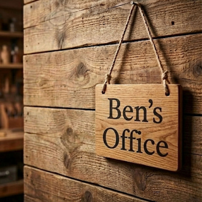 Personalised oak wood office sign
