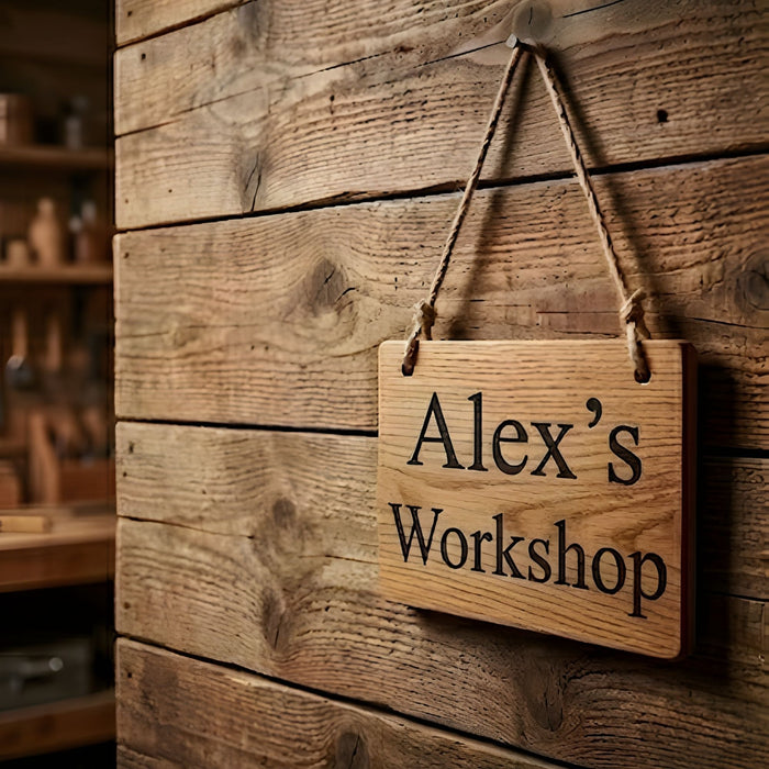 Personalised oak wood office sign