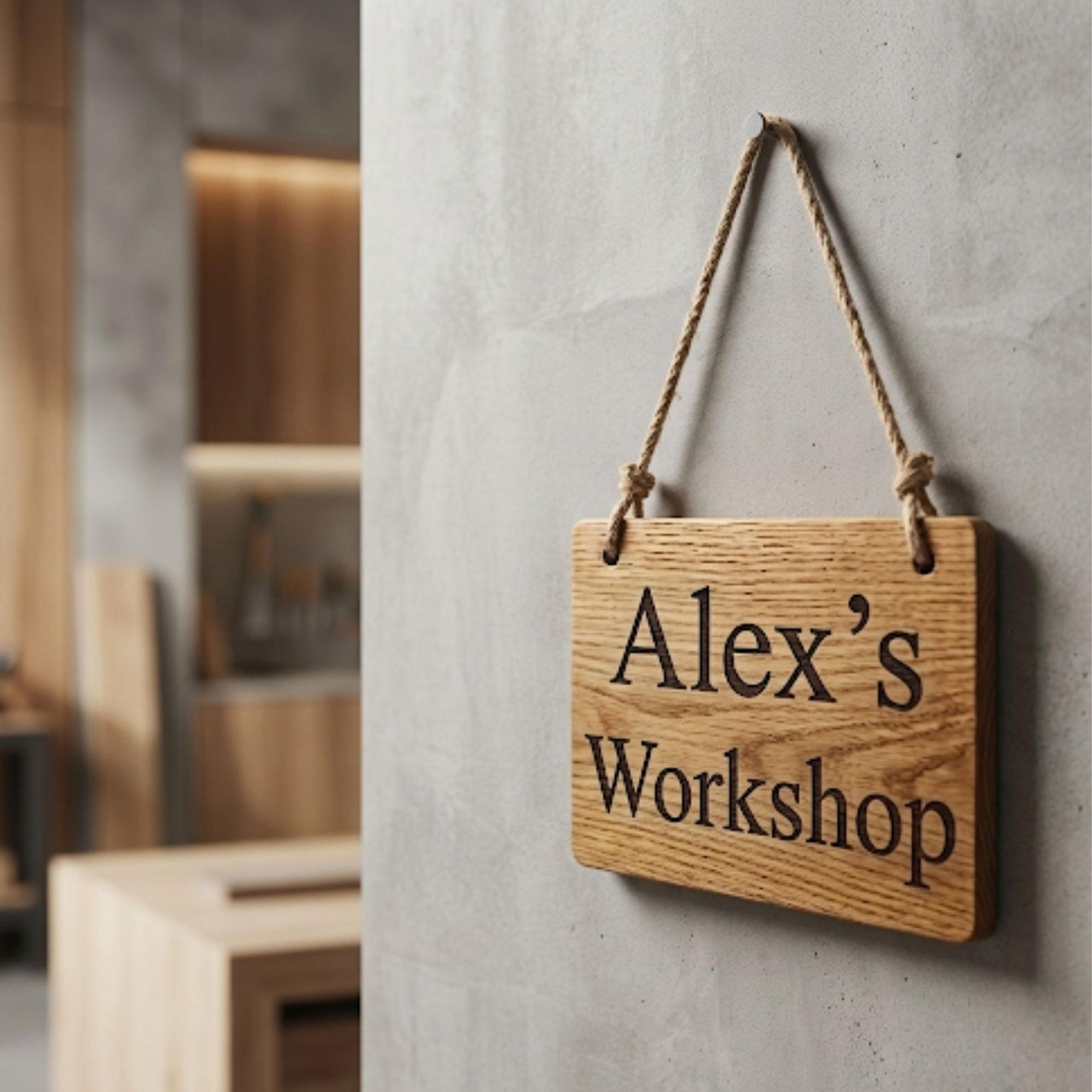 Personalised oak wood shed sign I Make Memento