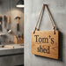 Personalised oak wood shed sign