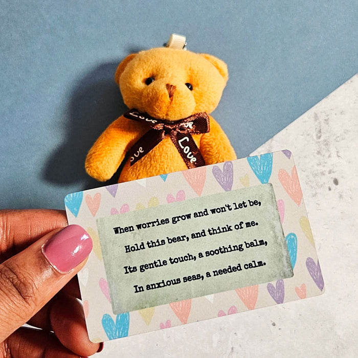 Pocket Comfort Bear and Wallet Card Poem - Anxiety Stress Relief Gift