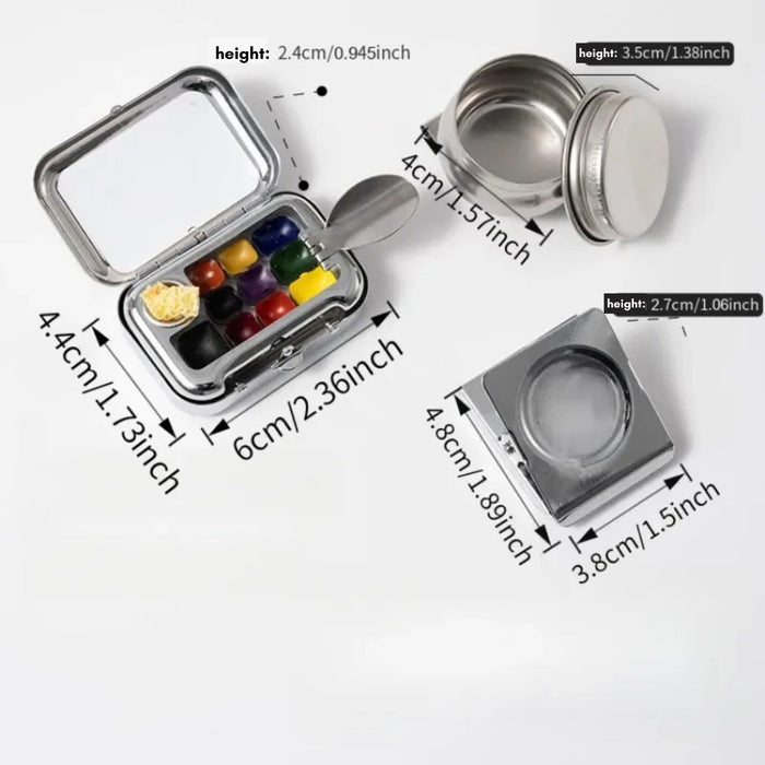 Portable Watercolour Paint Set with Clip & Mini Water Bottle – 10 Grid Travel Paint Box