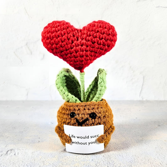 Positive Vibes Mini Crochet Plant: Succulent Love Heart