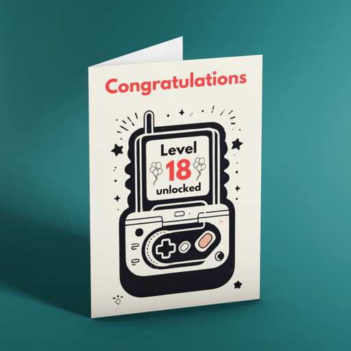 Printable 18th Birthday Gamer Card | Retro Card for Him | Quick Download