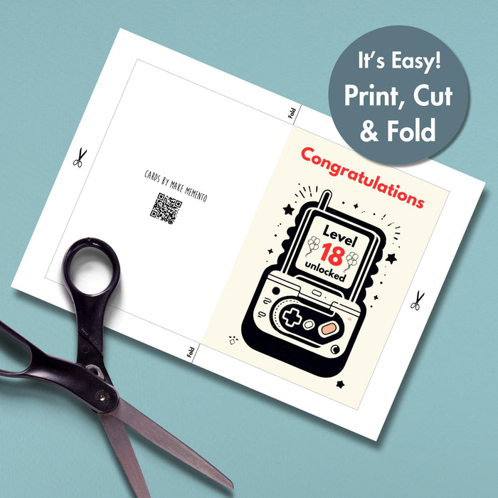 Printable 18th Birthday Gamer Card | Retro Card for Him | Quick Download