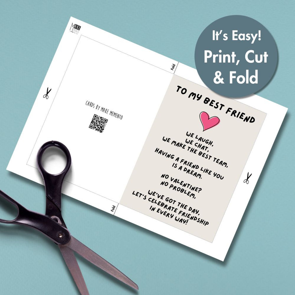 Printable Best Friend Valentine's Poem Card | Instant Download Print ...