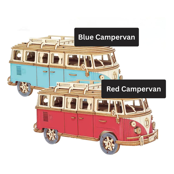 Retro Campervan 3D Wooden Puzzle – DIY Campervan Model Kit