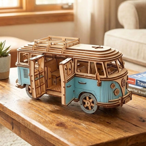 Retro Campervan 3D Wooden Puzzle – DIY Campervan Model Kit