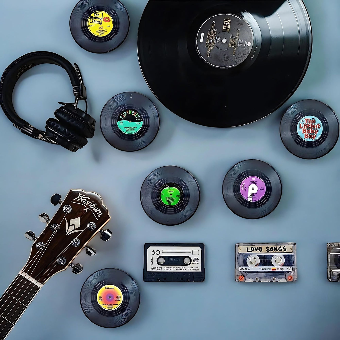 Retro Vinyl Coasters with Turntable Holder | Home Decor Music Gift Idea ...