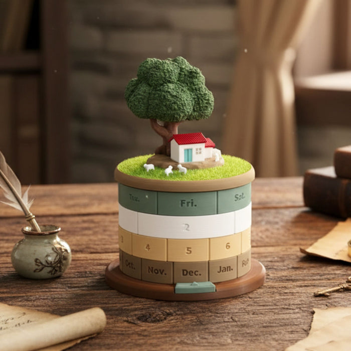 Rotating Perpetual Calendar Ornament with Hidden Storage