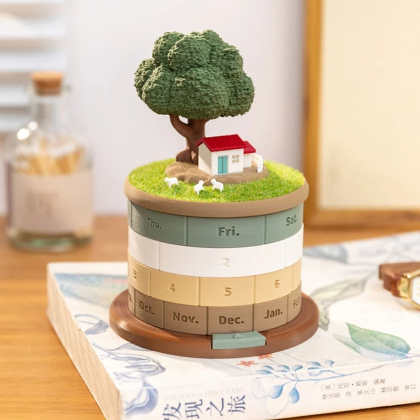Rotating Perpetual Desk Calendar with Hidden Storage - Office Gift ...