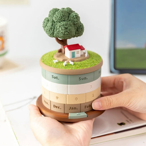 Rotating Perpetual Calendar Ornament with Hidden Storage