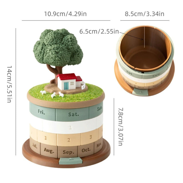 Rotating Perpetual Calendar Ornament with Hidden Storage