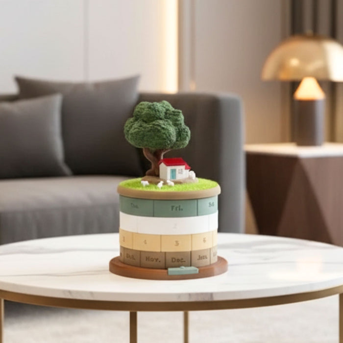 Rotating Perpetual Calendar Ornament with Hidden Storage
