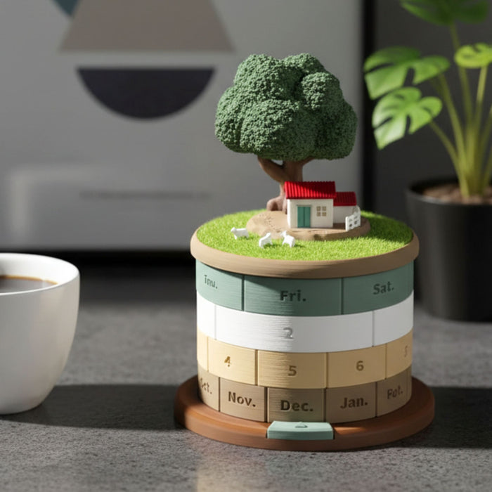 Rotating Perpetual Calendar Ornament with Hidden Storage