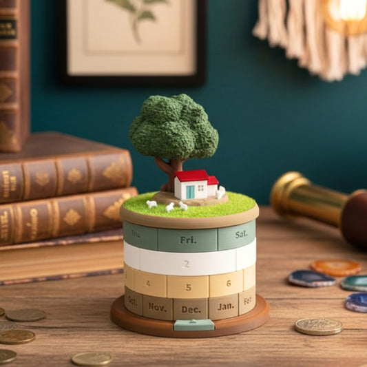 Rotating Perpetual Calendar Ornament with Hidden Storage