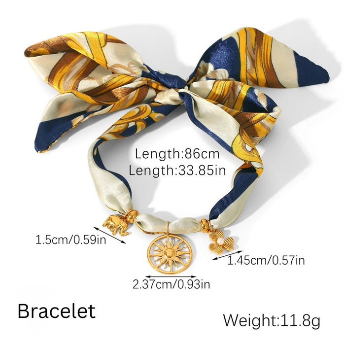 Silk Satin Necklace and Bracelet Set – Sunflower Charm Jewellery Set