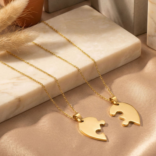Split Love Heart Puzzles Necklace (2 Pieces)