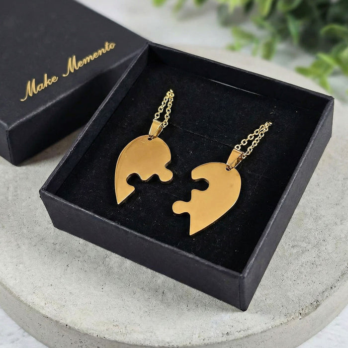 Split Love Heart Puzzles Necklace (2 Pieces)