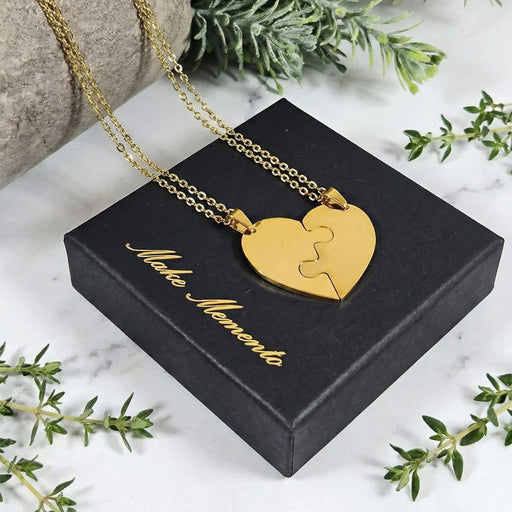 Split Love Heart Puzzles Necklace (2 Pieces)