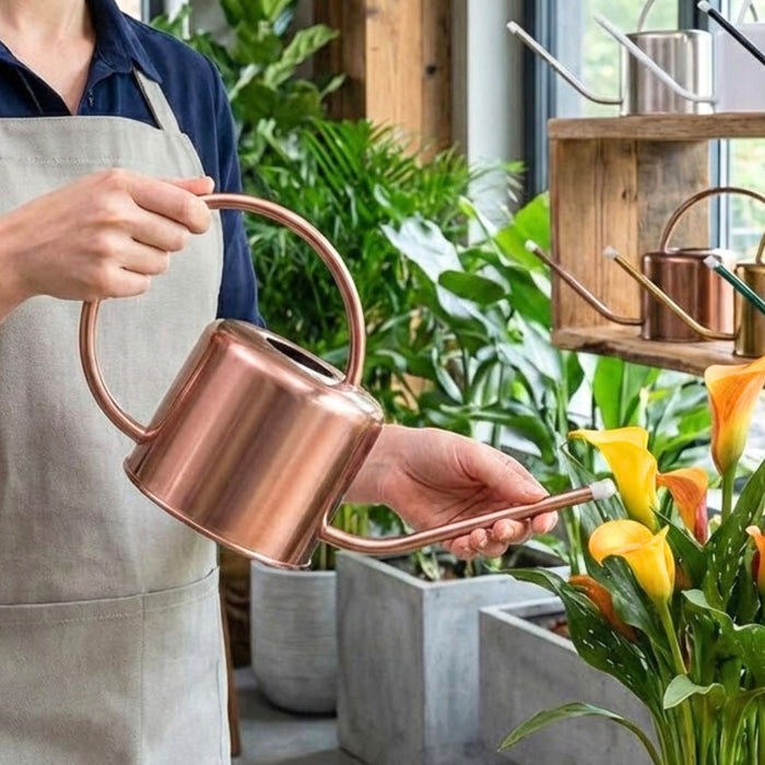 Stainless Steel Watering Can with Long Spout – Leakproof Indoor & Outdoor Plant Watering Can