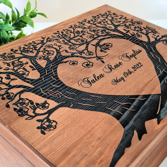Tree of Life Memory Box I Personalised Large Wooden Family Keepsake Chest