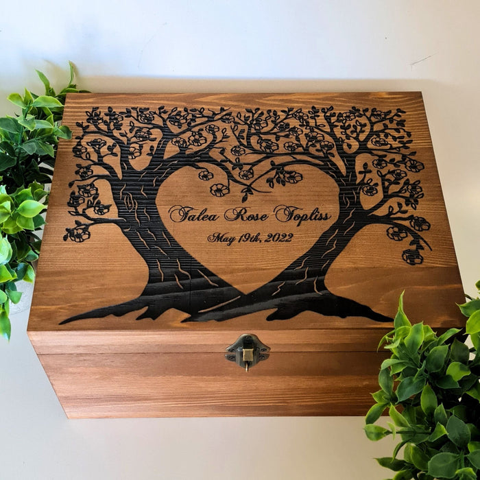 Tree of Life Memory Box I Personalised Large Wooden Family Keepsake Chest