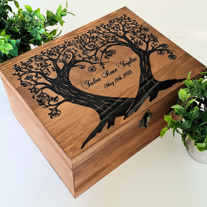 Tree of Life Memory Box I Personalised Large Wooden Family Keepsake Chest - - 6 Sizes Small to XLarge