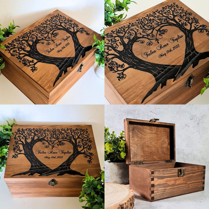 Tree of Life Memory Box I Personalised Large Wooden Family Keepsake Chest - - 6 Sizes Small to XLarge