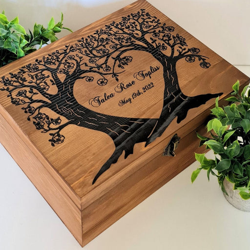 Tree of Life Memory Box I Personalised Large Wooden Family Keepsake Chest