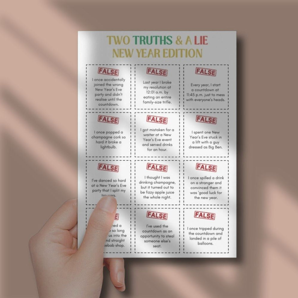 Two Truths and A Lie New Year Game | Instant Download NYE Printable ...