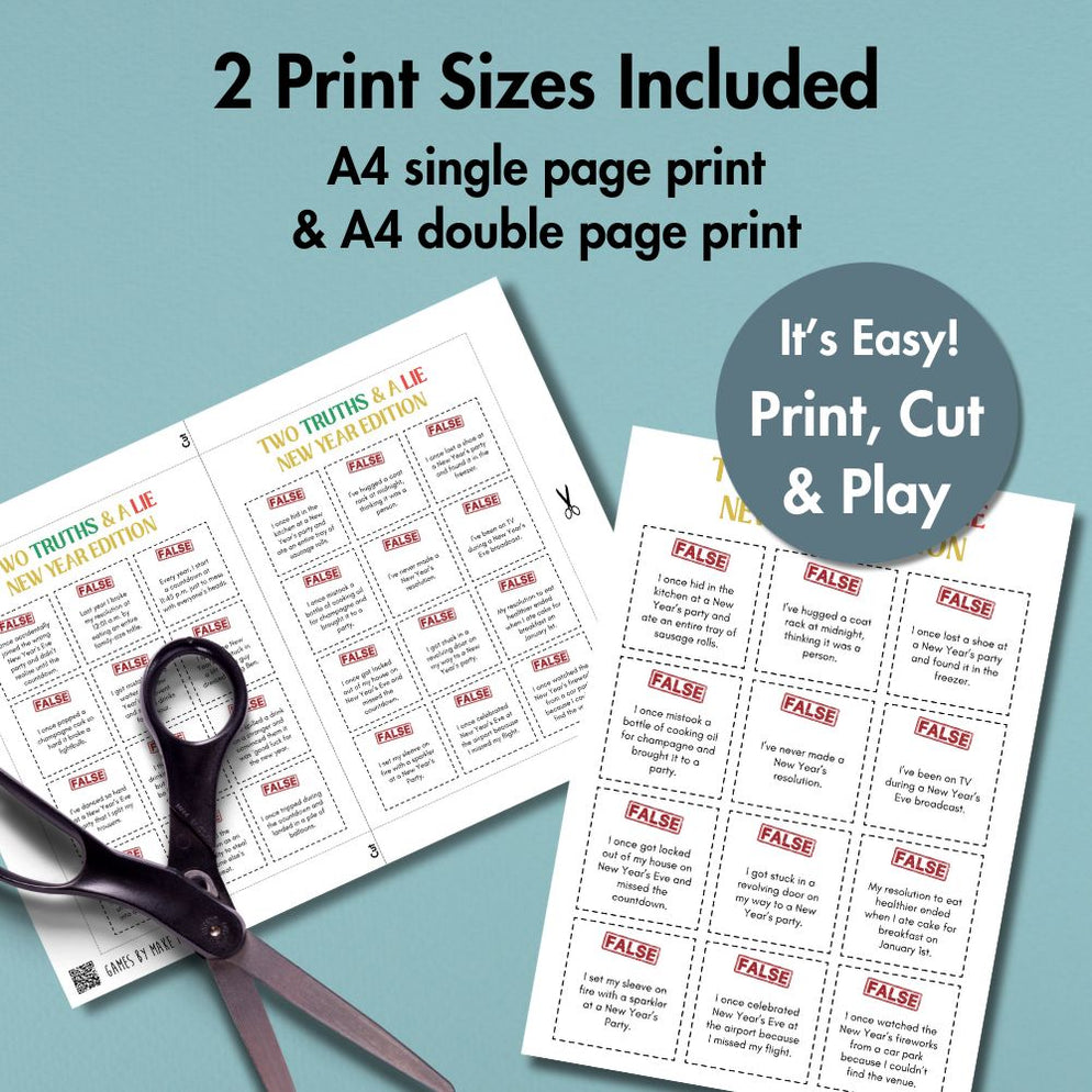 Two Truths and A Lie New Year Game | Instant Download NYE Printable ...